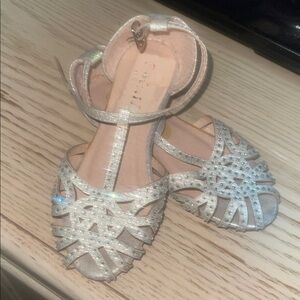 Link Glittery Silver Kids Dress Shoes